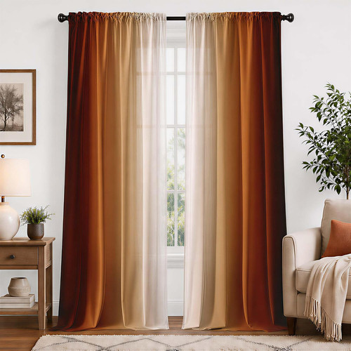 Burnt orange curtain panels - orange, 2