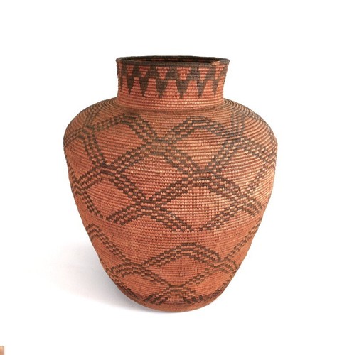 Antique apache basketry olla - apache,