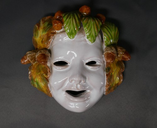 Italian majolica wall mask - majolica,