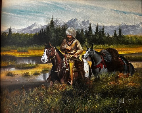 Vintage mountain man horses - mountain,