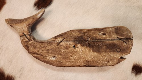 Hand carved wooden whale - wooden,