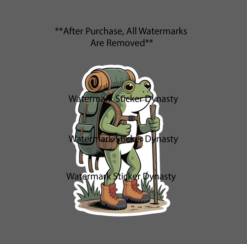 Hiking frog sticker - frog, waterproof