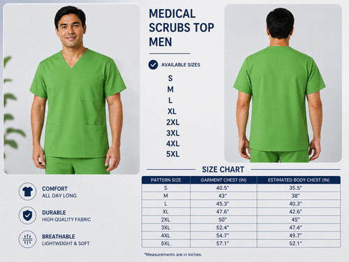 Men medical scrub top neck - medical, v-neck