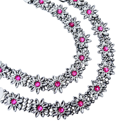Oxidized silver tone floral - silver,