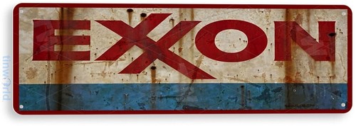 Tin sign exxon gas oil - exxon,, gas,