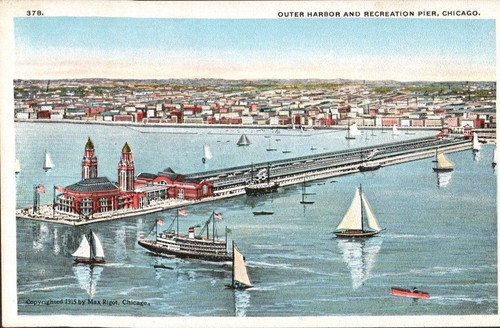 Postcard outer harbor and - il,