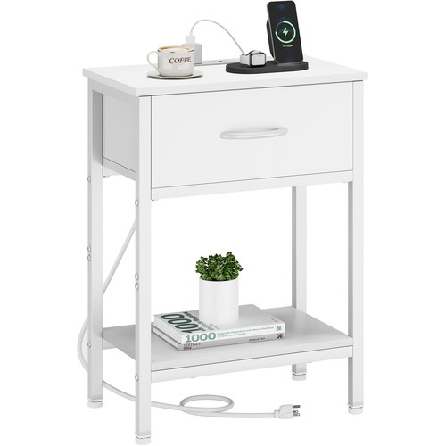 White nightstand charging - white,