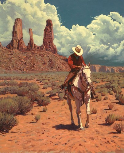 Western cowboy oil painting - western,