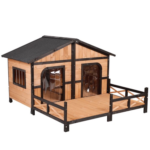 Wooden dog house - cabin, style