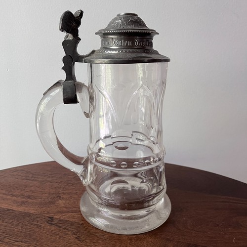 Antique clear glass pewter