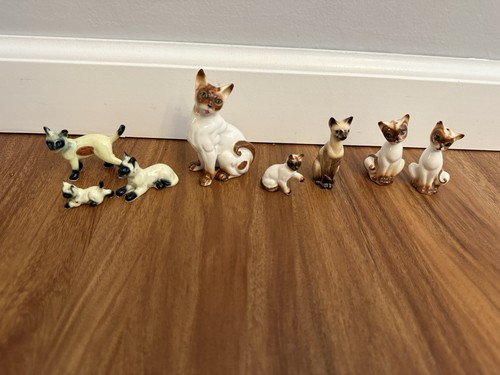 Vintage glass mini siamese cat - glass,