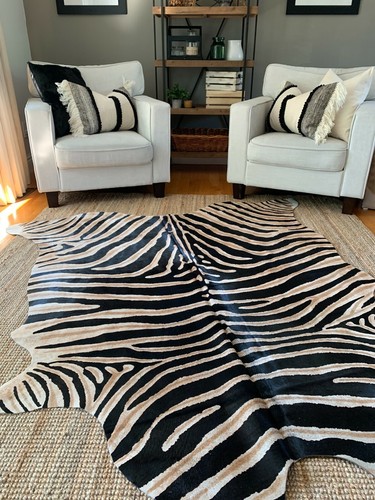 Zebra cowhide rug average - zebra,