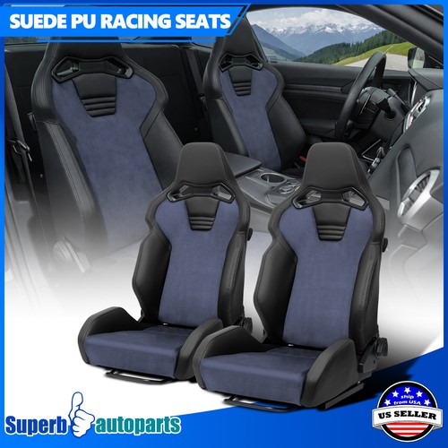 Pair racing seats black - black, pu