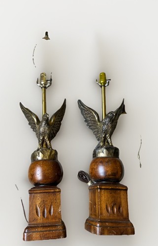Vtg 60s pair eagle lamps - pair,