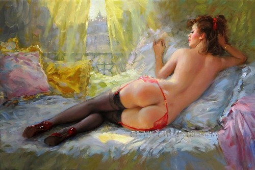 Beautiful woman oil - oil, painting