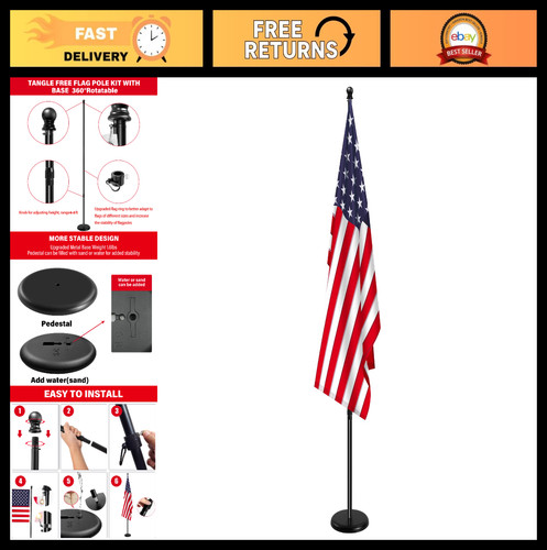 Indoor telescoping flag pole - flag,