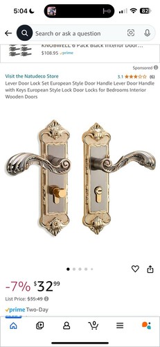 Lever door lock set european - set,