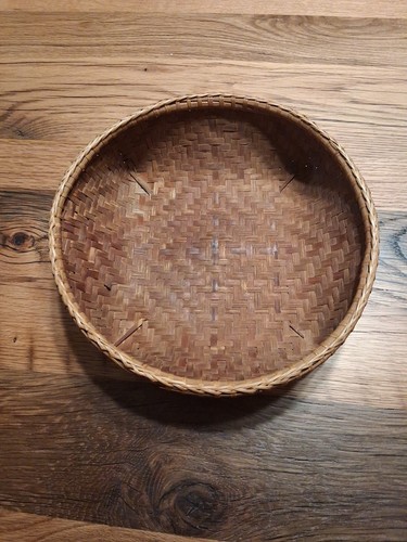 Vintage round woven wicker - vintage,