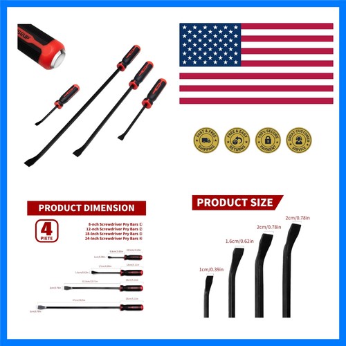 Piece pry bar - 4-piece,