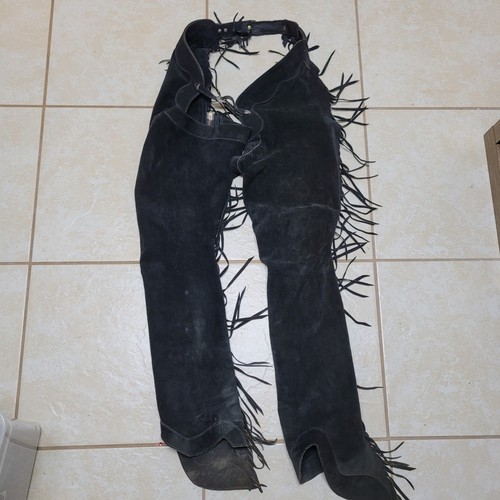 Custom black leather chaps - black,