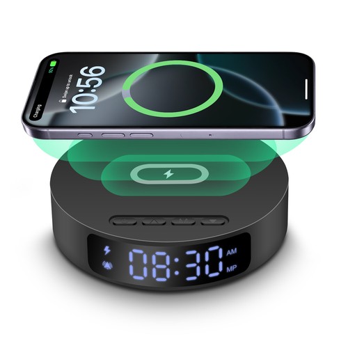 Digital alarm clock with 30w - clock,