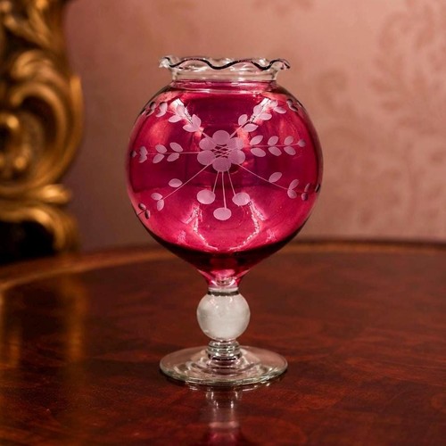 Cranberry glass vase vintage - cranberry,