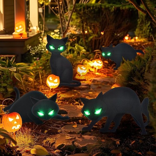 Lighted black cat - lighted, yard