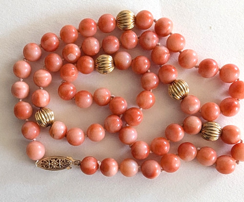 Angel skin coral bead necklace - skin,