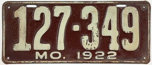 Missouri 1922 license plate - missouri,