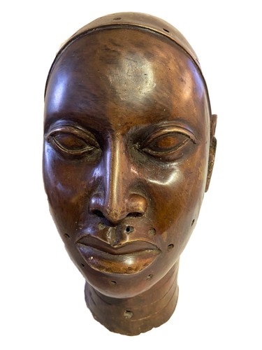 African benin bronze head - benin,