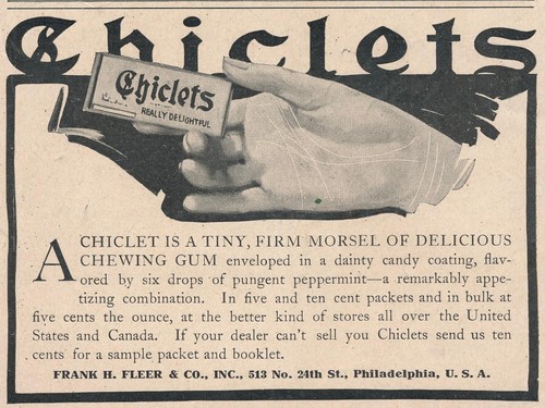 Magazine 1907 chiclets - ad,