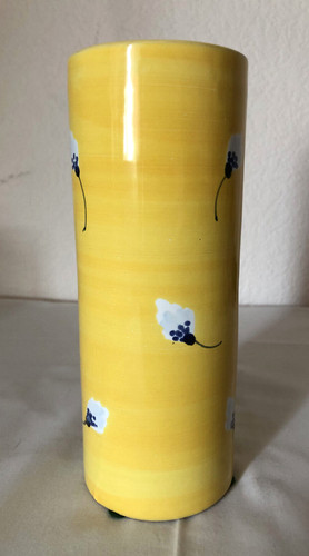 Yellow flower vase - yellow, pottery
