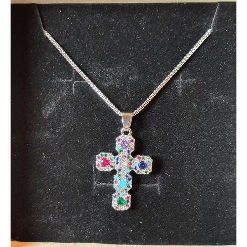 Multi color gemstone cross - color,