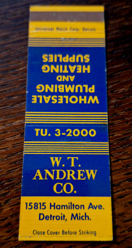 Vintage matchbook andrew - matchbook:, w.t.