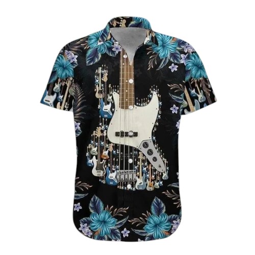 Bass guitar hawaiian shirt - hawaiian,