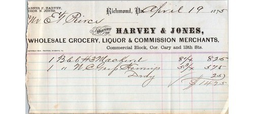 Harvey jones invoice 1875 - &,