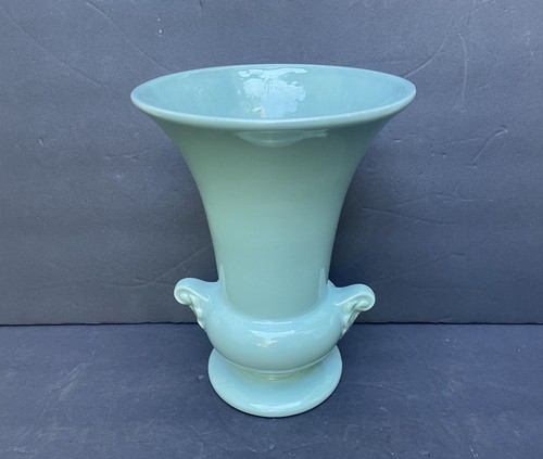 Teal pottery urn vase - teal, urn/vase