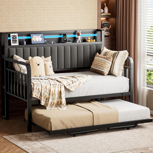 Daybed with trundle and led - with,