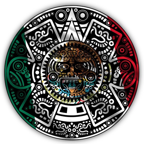 Mexican flag aztec calendar - mexican,