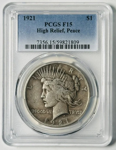 1921 peace dollar pcgs 15 - peace,