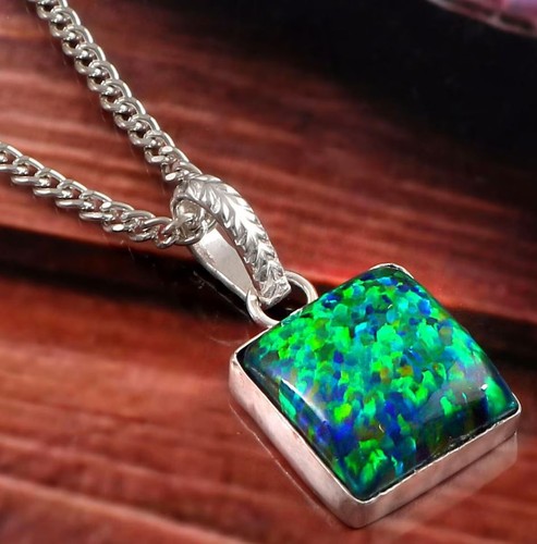 Square black opal - opal, pendant