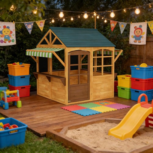 Wooden outdoor playhouse - playhouse, for