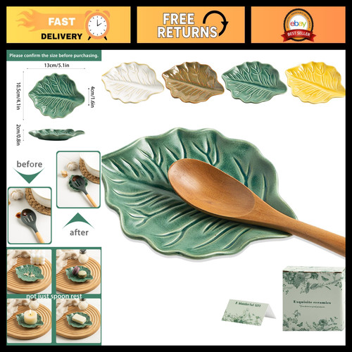 Ceramic spoon rest 1 leaf - 5.1",