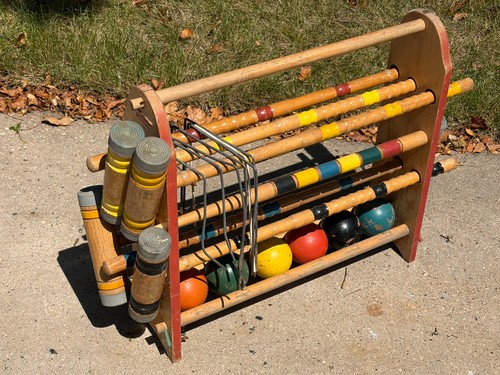 Vintage american wood croquet - american,