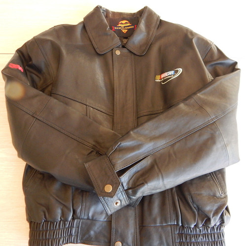 Leather racing jacket - jacket,, black