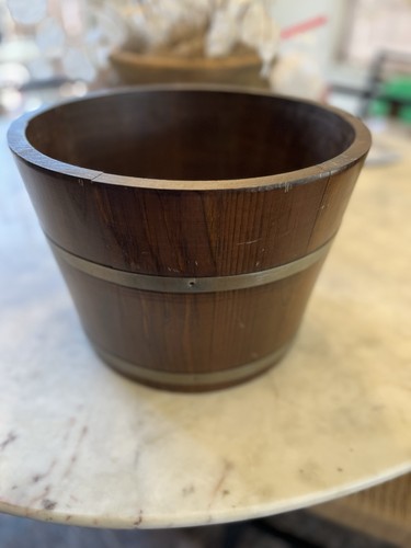 Vintage wooden bucket bowl - vintage,
