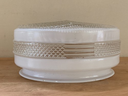 Vintage white clear - white, raised