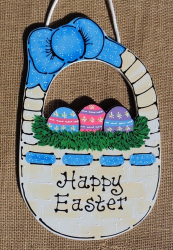 Happy easter basket door sign - happy,