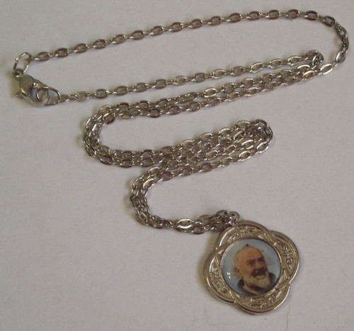 Silver tone padre pio - tone,