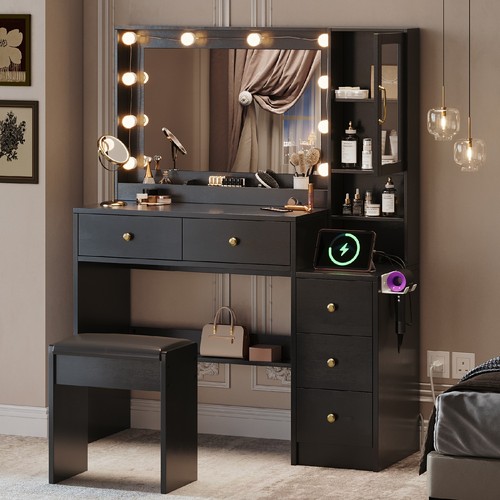 Vanity desk with mirror - desk,